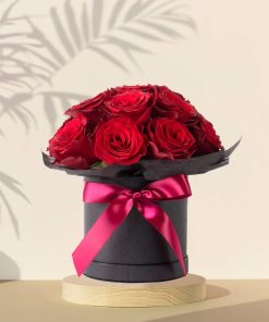 Sonata - 15 Red Roses in Round Basket