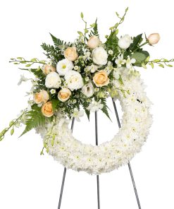 In loving memory condolence flower stand by farmflorist