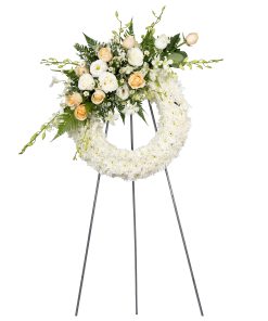 In loving memory condolence flower stand by farmflorist