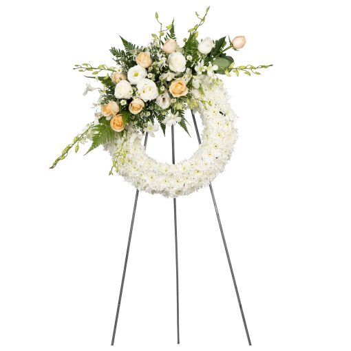 In loving memory condolence flower stand by farmflorist