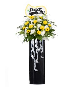 Deepest Sympathy condolence flower stand by farmflorist