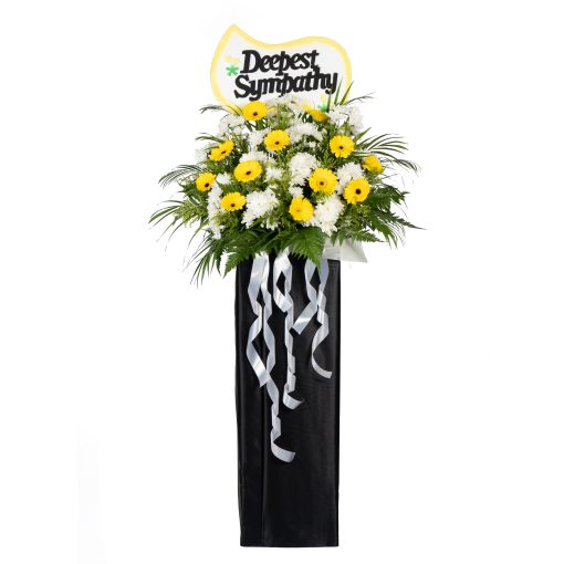 Deepest Sympathy condolence flower stand by farmflorist