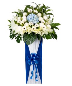 Thoughts and Prayer condolence flower stand by farmflorist