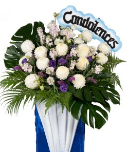 Always in my memory condolence flower stand by farmflorist