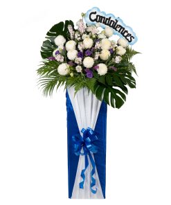 Always in my memory condolence flower stand by farmflorist
