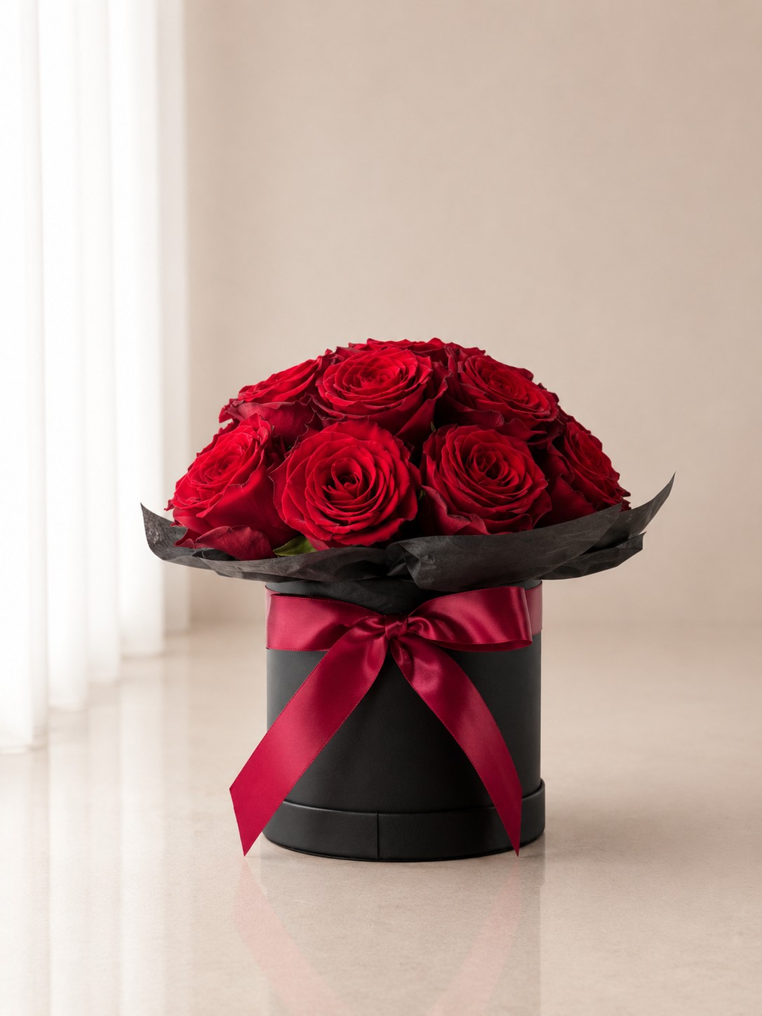 Sonata - 15 Red Roses in Round Basket by FARM Florist Singapore