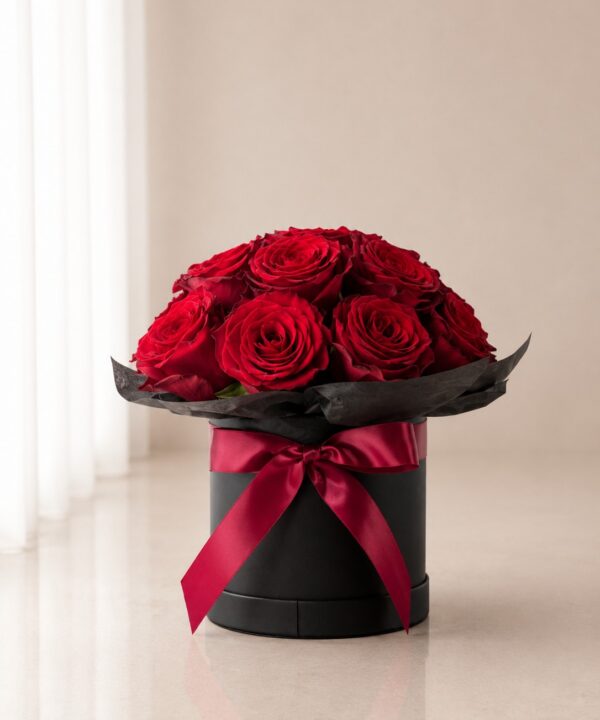Sonata - 15 Red Roses in Round Basket