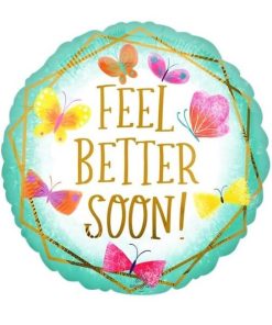 Feel Better Soon Teal Round Shaped Balloon