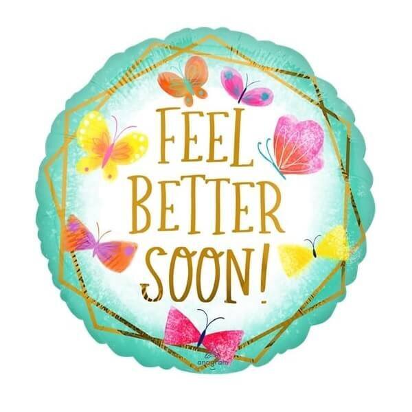 Feel Better Soon Teal Round Shaped Balloon