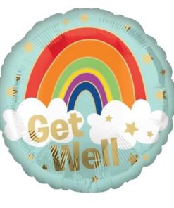 Get Well Rainbow Print Round Shaped Balloon