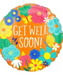 Get Well Soon Floral Print Round Shaped Balloon