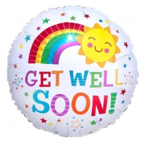 Get Well Soon Sun and Rainbow Round Shaped Balloon