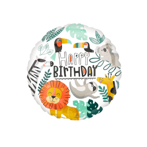 Happy Birthday Animals Print Round Shaped Balloon