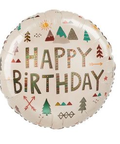 Happy Birthday Wilderness Print Round Shaped Balloon
