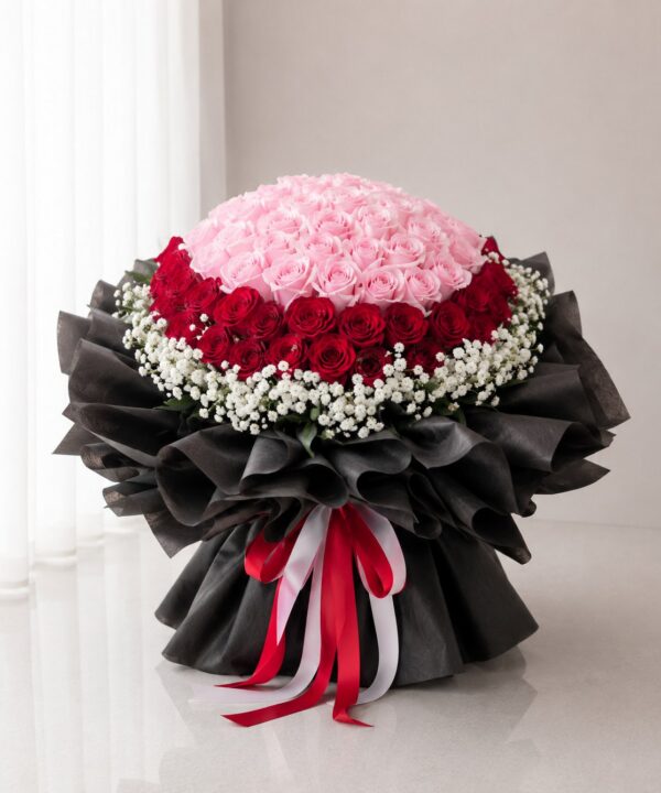 99 Roses Bouquet - Red Pink