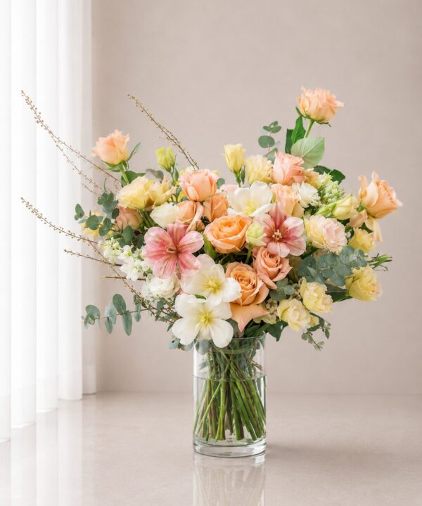 Peach Serenity Whisper Ultra Premium Vase Arrangement - Vase
