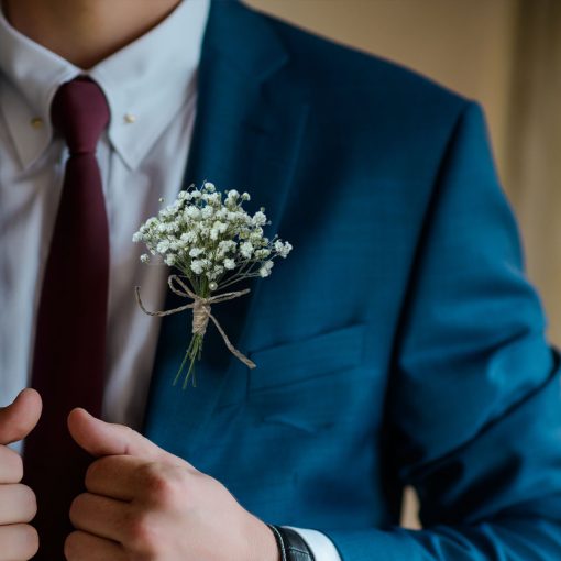 Mystical Meadows: White and Green Themed Boutonniere - Image 2