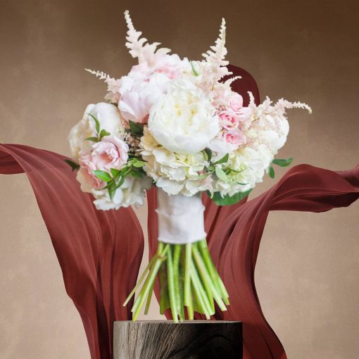 Whimsical Whispers: Blush and Ivory Themed: Blush Petal Cascade Bridal Bouquet - Image 3