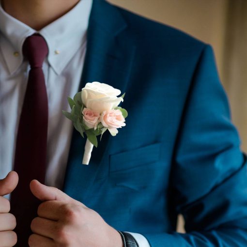 Whimsical Whispers: Blush and Ivory Bridal Themed Boutonniere - Image 2