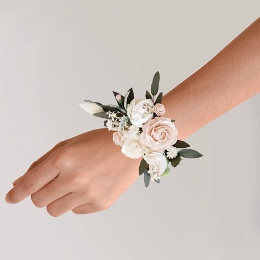 Whimsical Whispers: Blush and Ivory Wrist Corsage