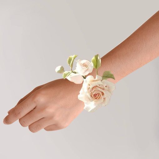 Whimsical Whispers: Blush and Ivory Wrist Corsage - Image 2