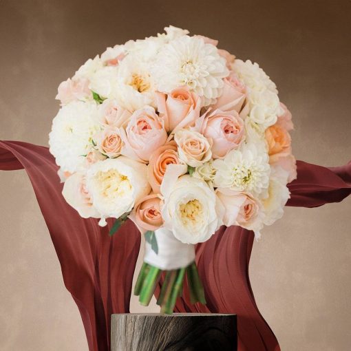 Whimsical Whispers: Blush and Ivory Themed: Blush Petal Cascade Bridal Bouquet - Image 7