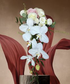 Mystical Meadows: White and Green Themed: White Elegance Cascade Bridal Bouquet