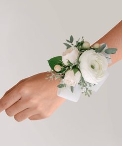 Mystical Meadows: White and Green Wrist Corsage