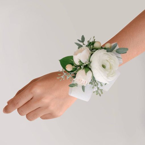 Mystical Meadows: White and Green Themed Boutonniere - Image 3