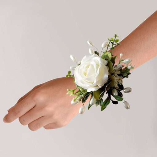 Mystical Meadows: White and Green Themed Boutonniere - Image 4