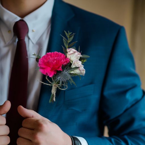 Burgundy and Gold Themed Boutonniere
