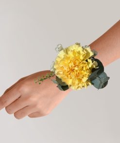 Burgundy and Gold Themed Wrist Corsage
