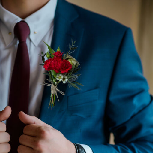 Burgundy and Gold Themed Boutonniere - Image 2