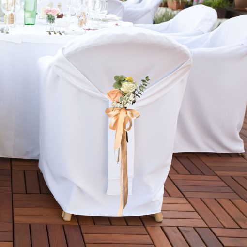 Whimsical Whispers: Blush and Ivory Bridal Themed Wedding Chair Posy