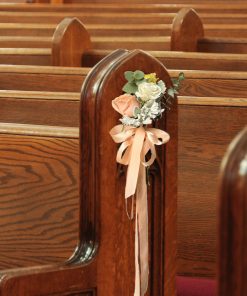 Whimsical Whispers: Blush and Ivory Themed Wedding Pew