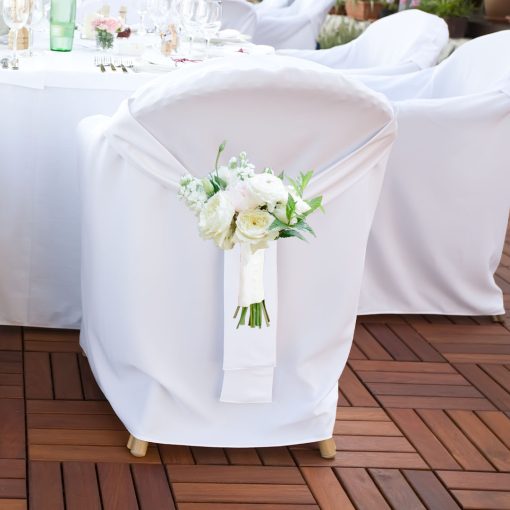 Mystical Meadows: White and Green Bridal Themed Wedding Chair Posy