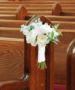 Mystical Meadows: White and Green Themed Wedding Pew