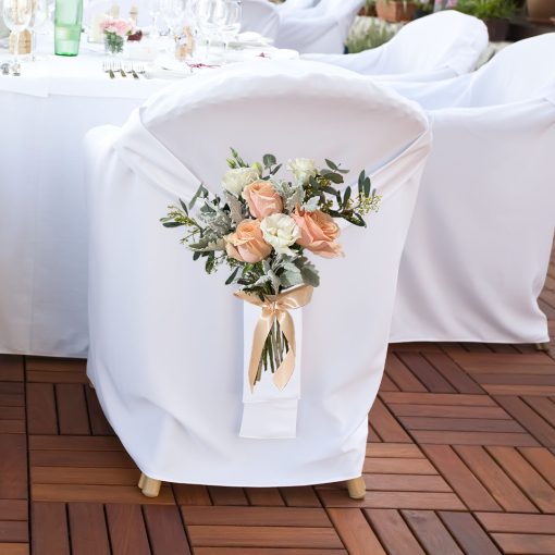 Whimsical Whispers: Blush and Ivory Bridal Themed Wedding Chair Posy - Image 3