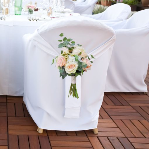 Whimsical Whispers: Blush and Ivory Bridal Themed Wedding Chair Posy - Image 4