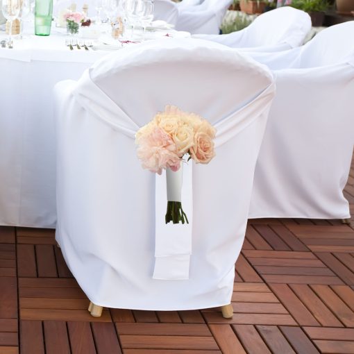 Whimsical Whispers: Blush and Ivory Bridal Themed Wedding Chair Posy - Image 5