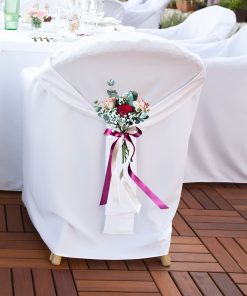 Burgundy and Gold Bridal Themed Wedding Chair Posy