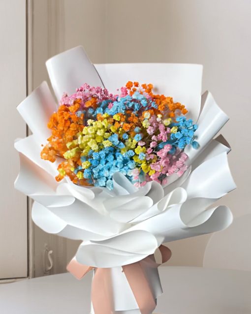 Rainbow Baby Breath Bouquet