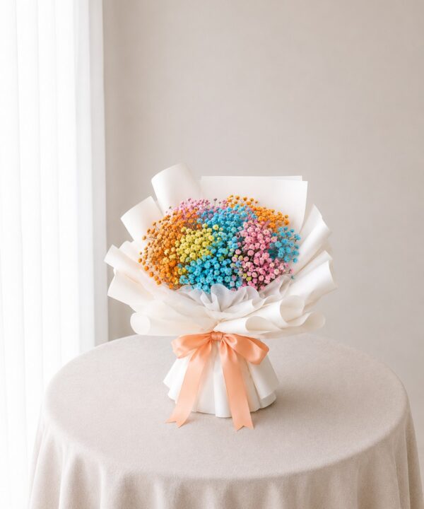 Rainbow Baby Breath Bouquet
