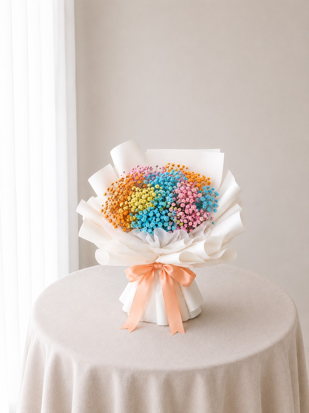 Rainbow Baby Breath Bouquet