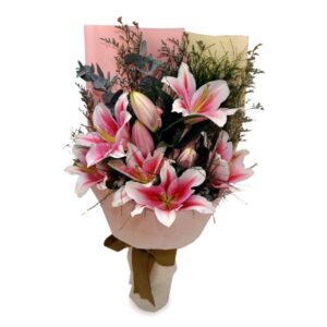 Bonaventura 10 pink lilies by farm florist singapore