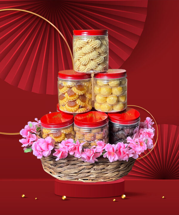 Blooming Fortune Hamper - Basket of 7 CNY Goodies