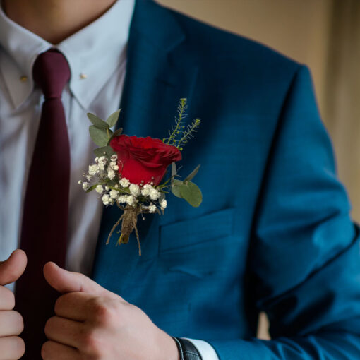 Burgundy and Gold Themed Boutonniere - Image 3