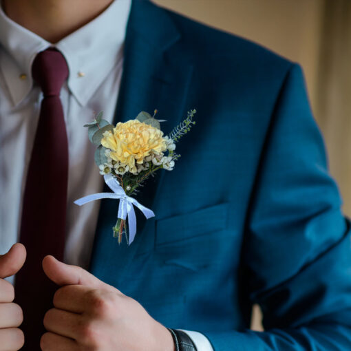 Burgundy and Gold Themed Boutonniere - Image 4