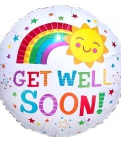 Get Well Soon Sun and Rainbow Round Shaped Balloon