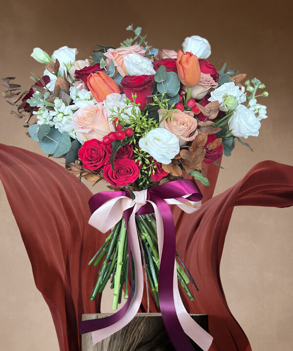 Burgundy and Gold Themed: Golden Burgundy Bliss Bridal Bouquet